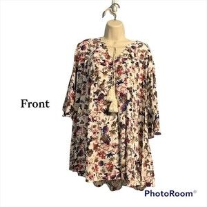 Umgee Floral Tunic Mini Dress